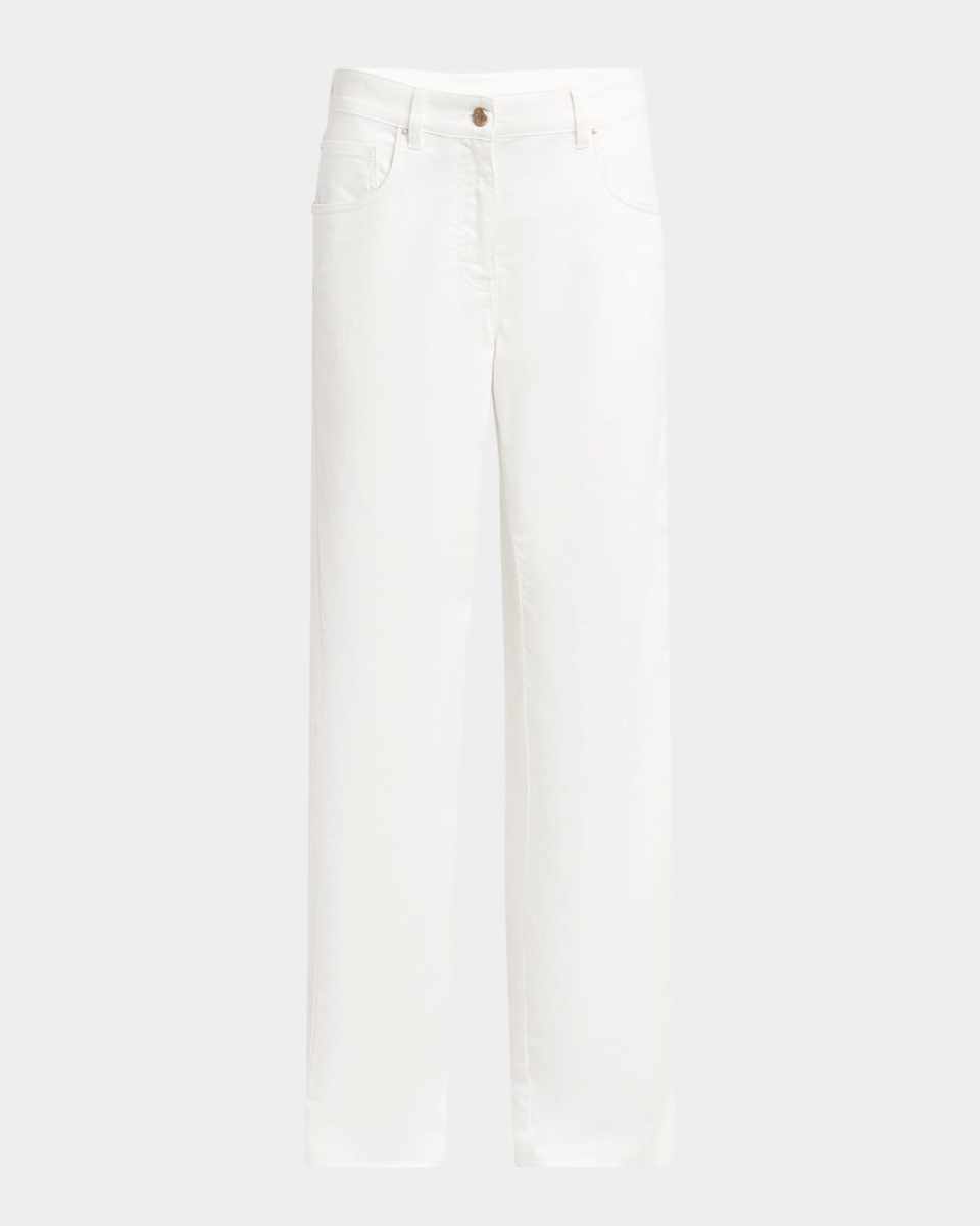 Wide Leg Stretch-Cotton Jeans